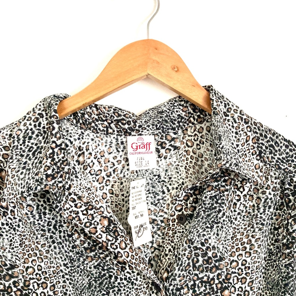 Vintage Leopard Print Half Button Down Shirt - image 5